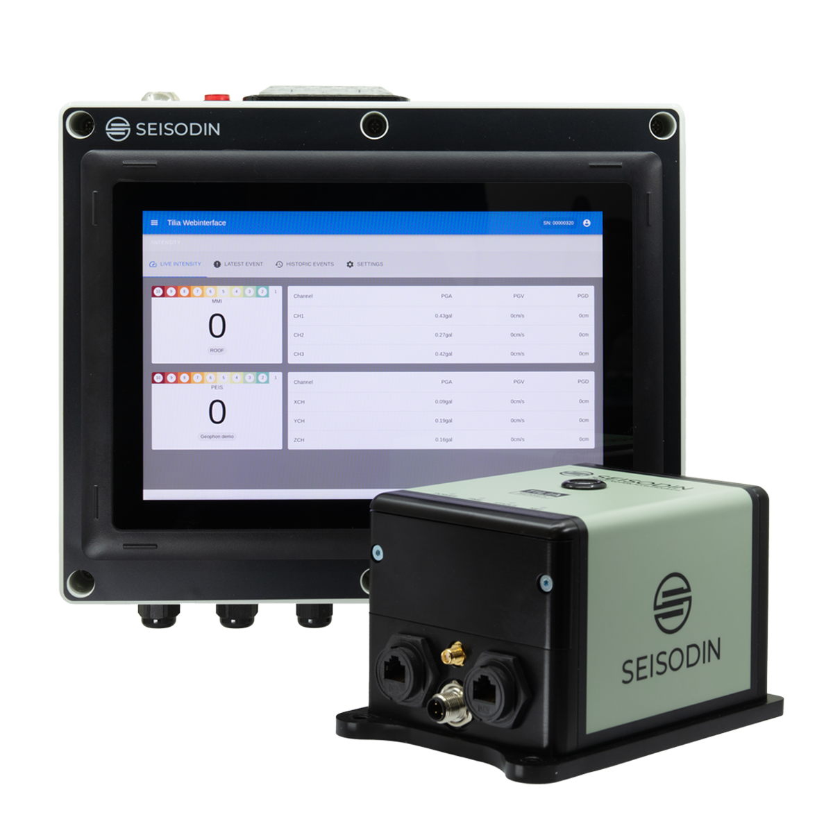 Seisodin Tilia CP10 Seismic Accelerograph Control Panel with sensor Seisodin Tilia CP10 Seismic Accelerograph Control Panel with sensor